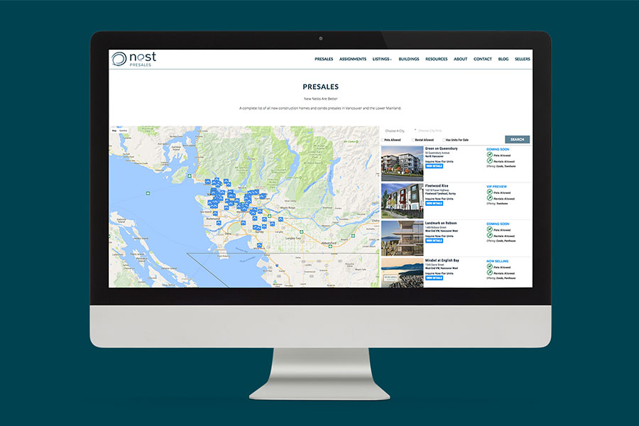 Vancouver and Burnaby Presales Map Search Website Design