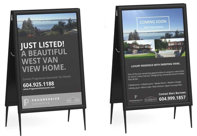 Progressive Vancouver Real Estate Agents Web design and marketing branding - sign design