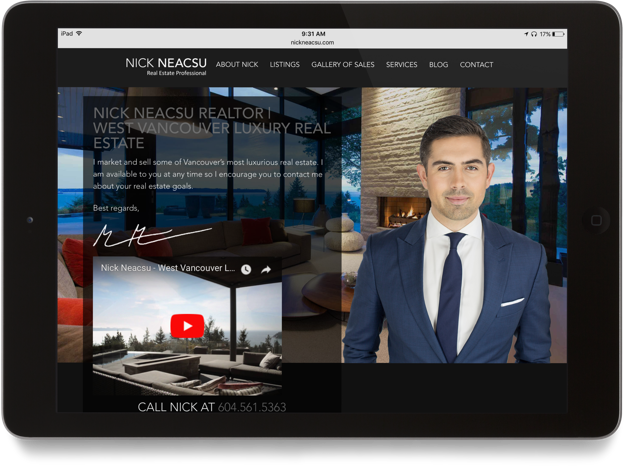 Nick Neacsu real estate agent website tablet design display