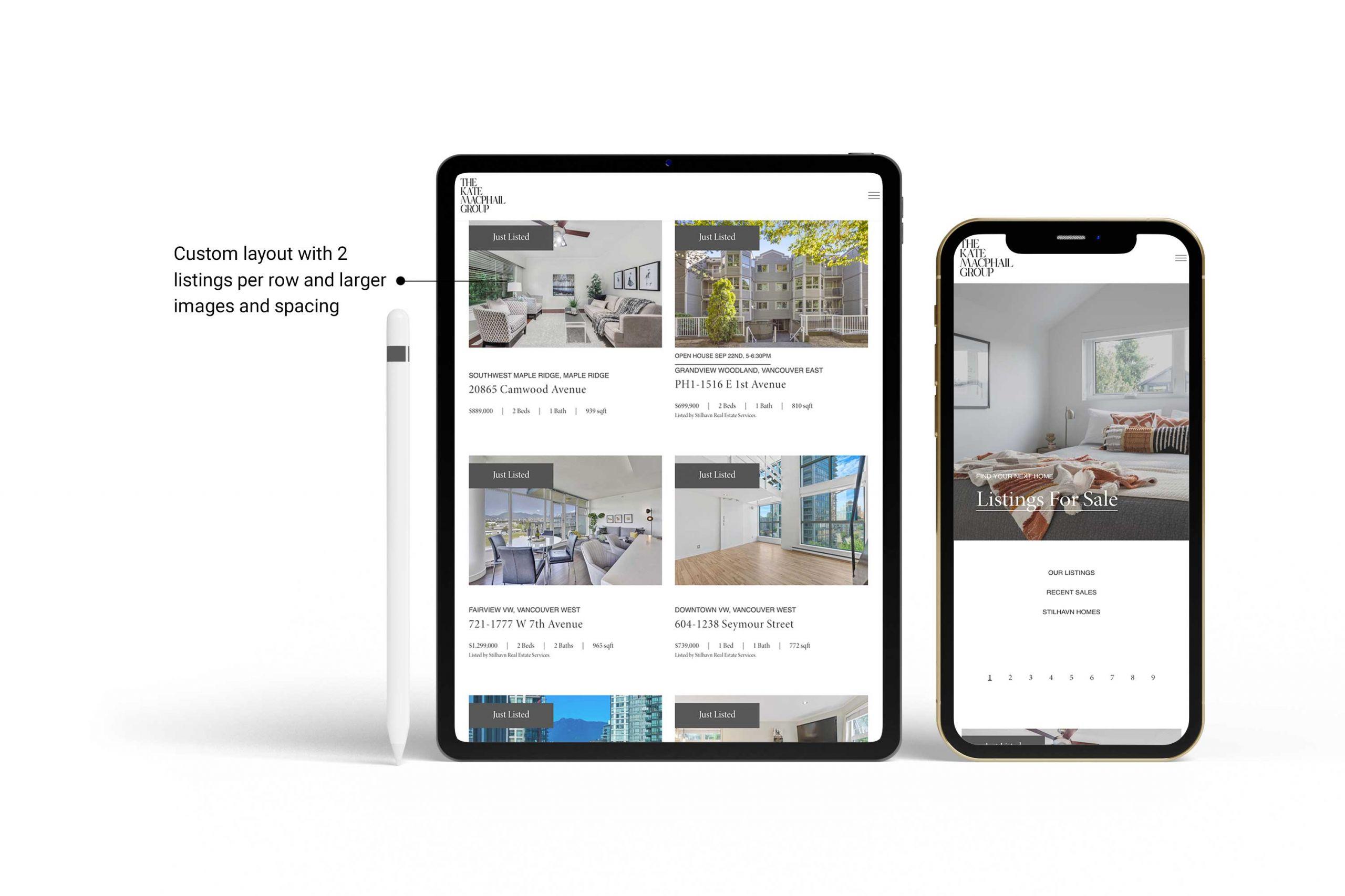 Mockups displaying Kate Macphail's website.