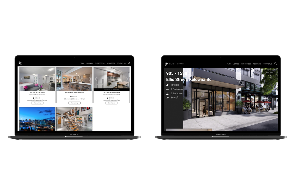 Bilash and Charron Vancouver Luxury Real Estate Premium website Listing Mockup macbook