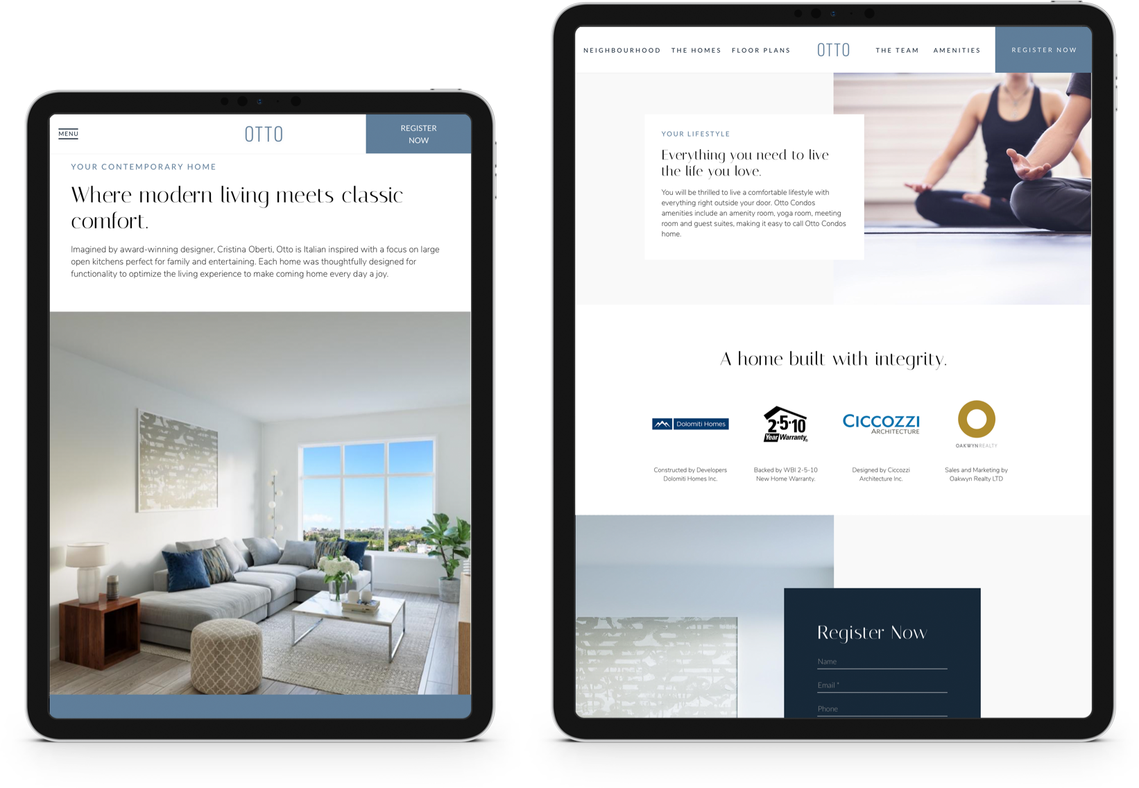 Otto-iPadMockup iPhone and iPad friendly presale website design with Mailchimp CRM Integration