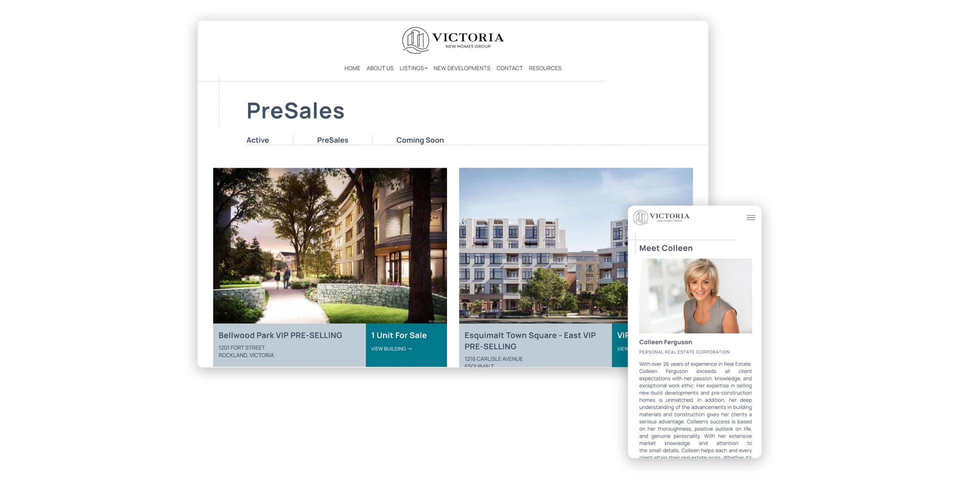 Victoria Presale Realtor Custom Website 