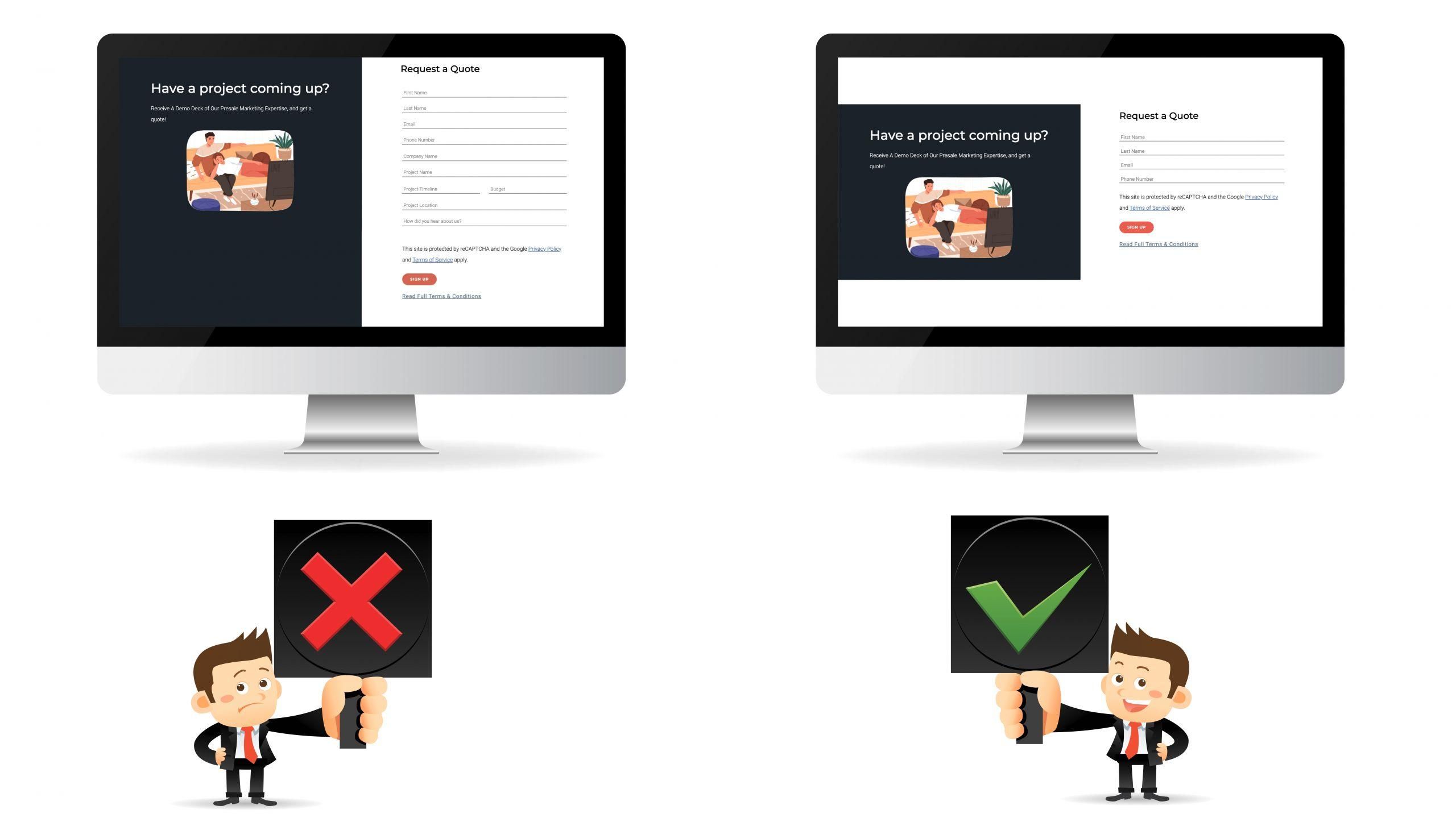 long lead form on real estate website