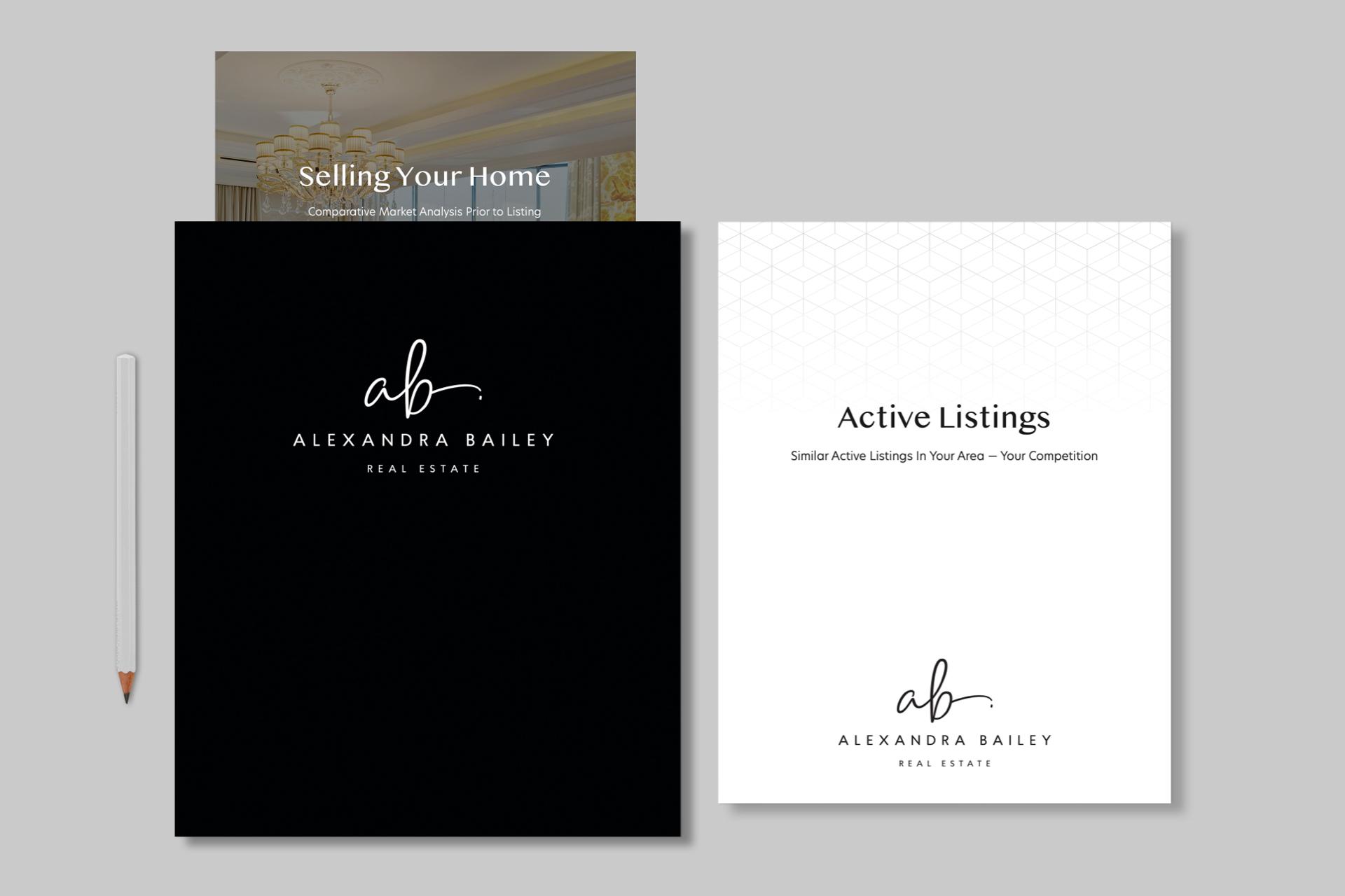cma+folder-mockup Victoria-area luxury realtor Alexandra Bailey's marketing materials