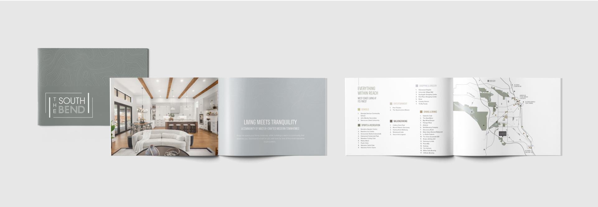 The Southbend's custom presentation booklet design with floorplan inserts