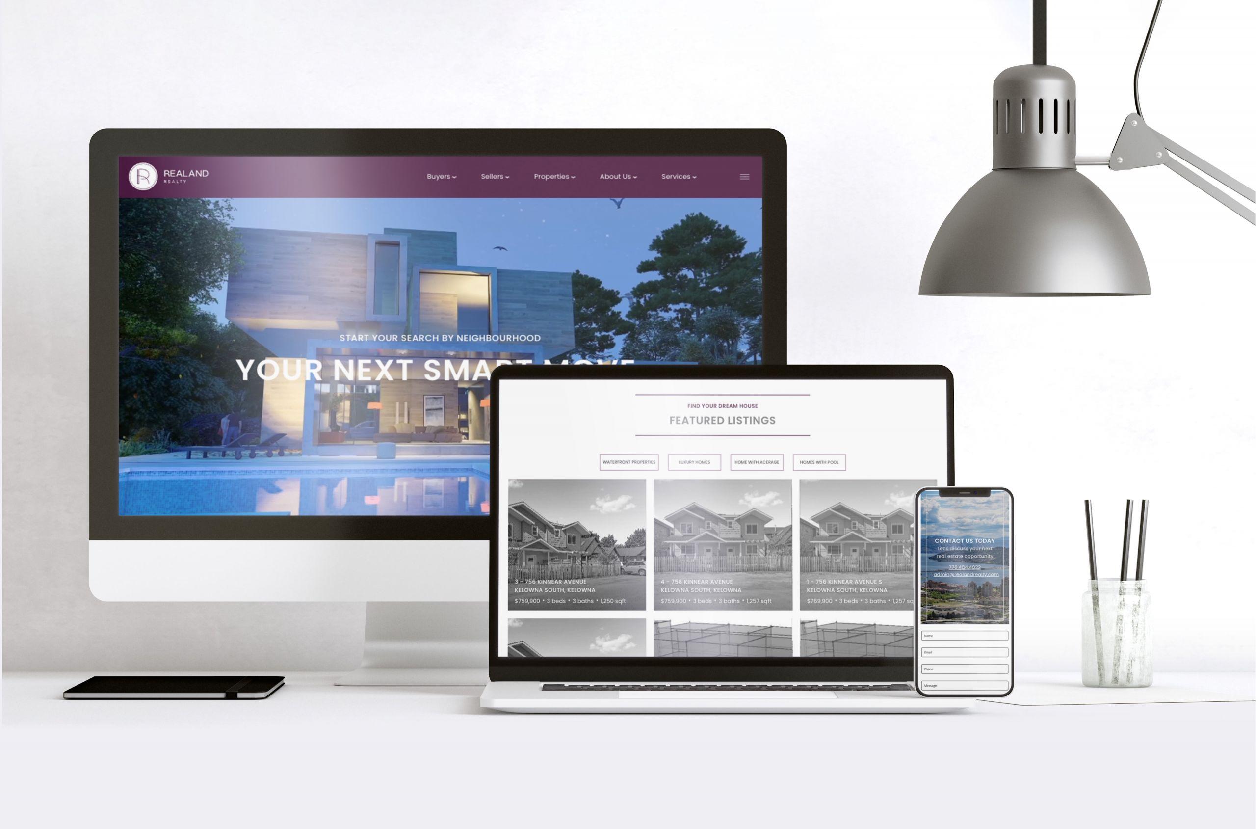 hero-2@3x Multiple devices displaying the responsive Realand website in different formats.