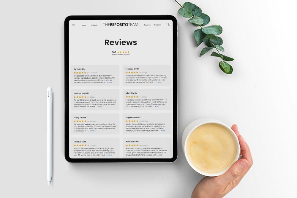 The Esposito Team's Testimonial webpage built by Brixwork