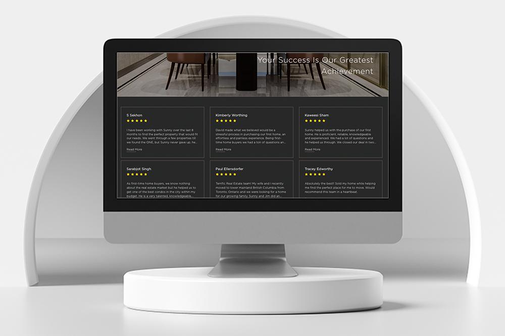 Device showing Oracle Property Group's Testimonial page built by Brixwork