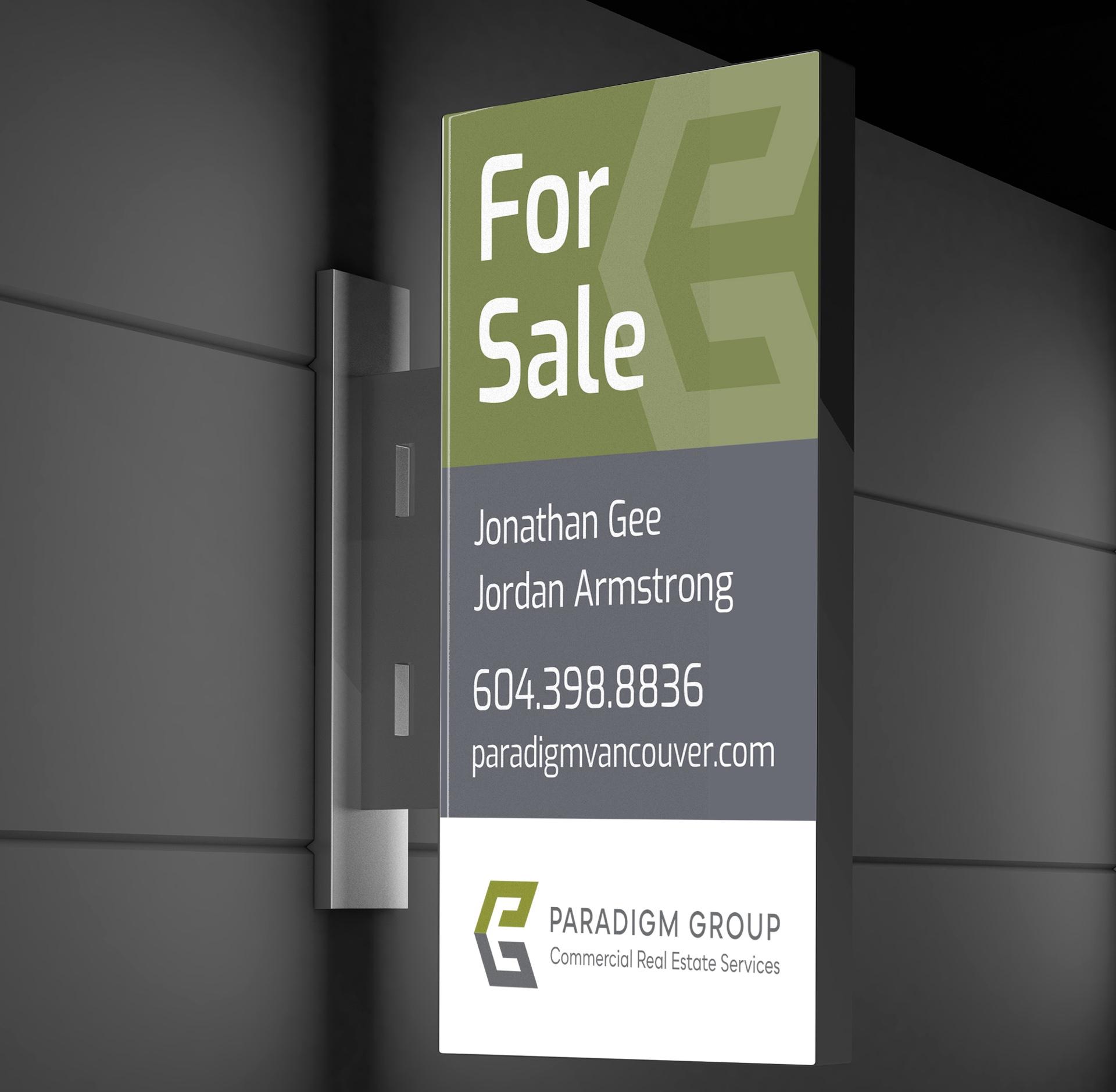 ParadigmGroup_Signage Eye-catching for sale and for lease designs for Paradigm ensures plenty attention throughout Vancouver.