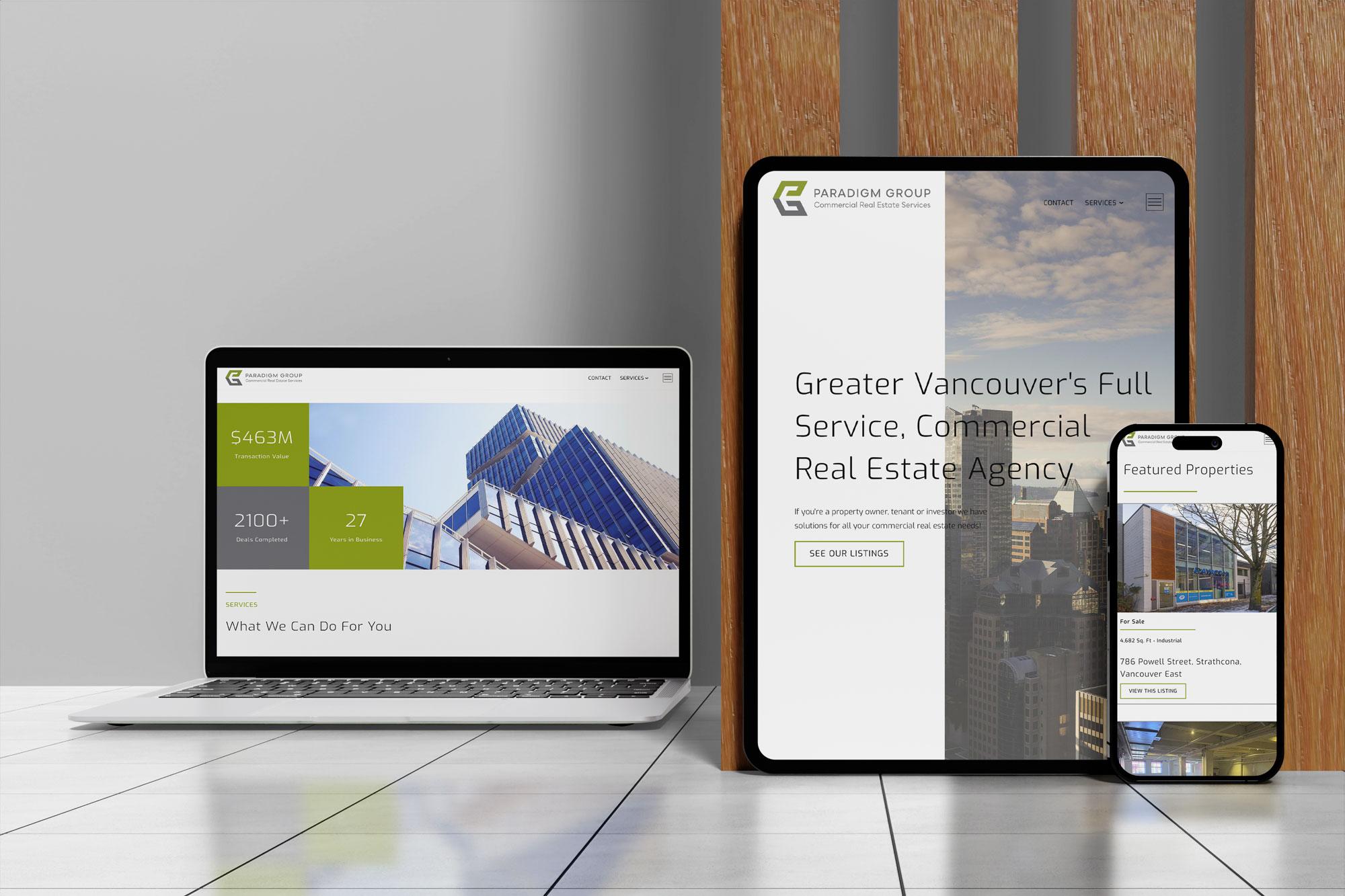 Striking and modern designs to showcase commercial lease and sale listing for Paradigm Group