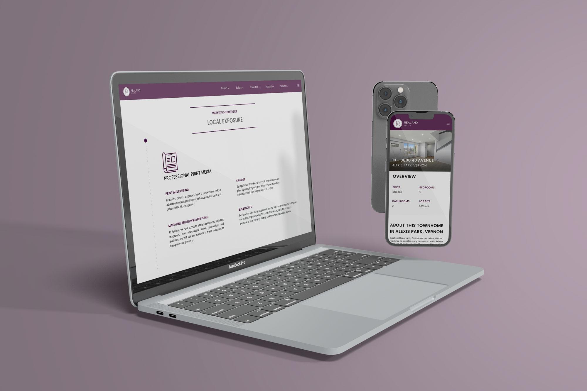 Brokerage website for Realand with detailed community explorations of the Okanagan