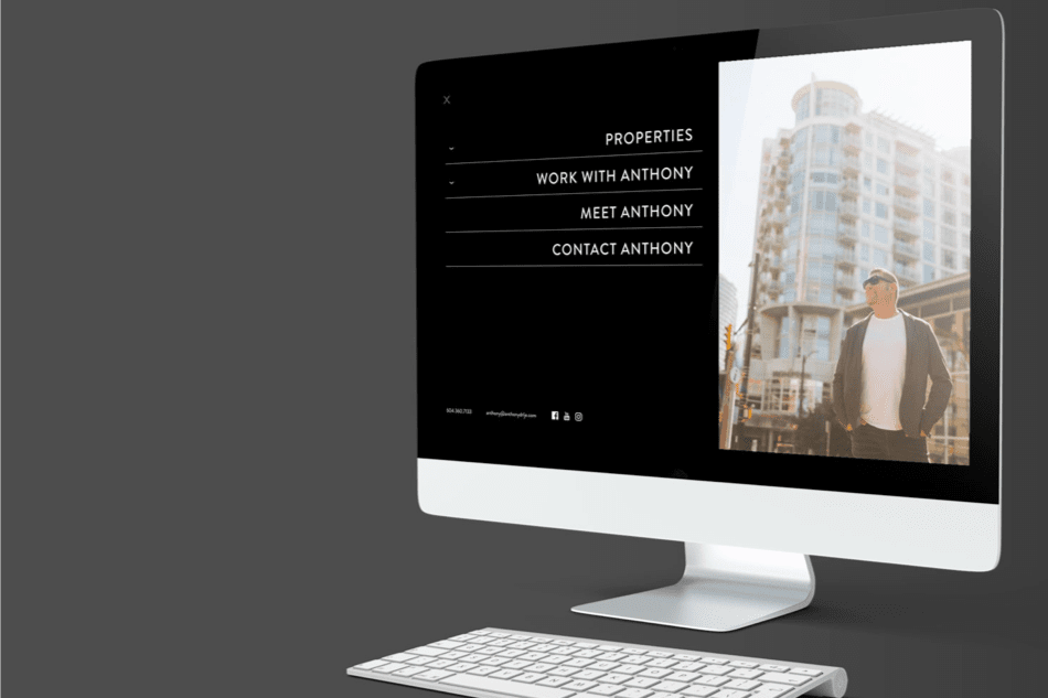 Full screen nav block that slides in with hamburger menu click on Anthony Drlje's Website