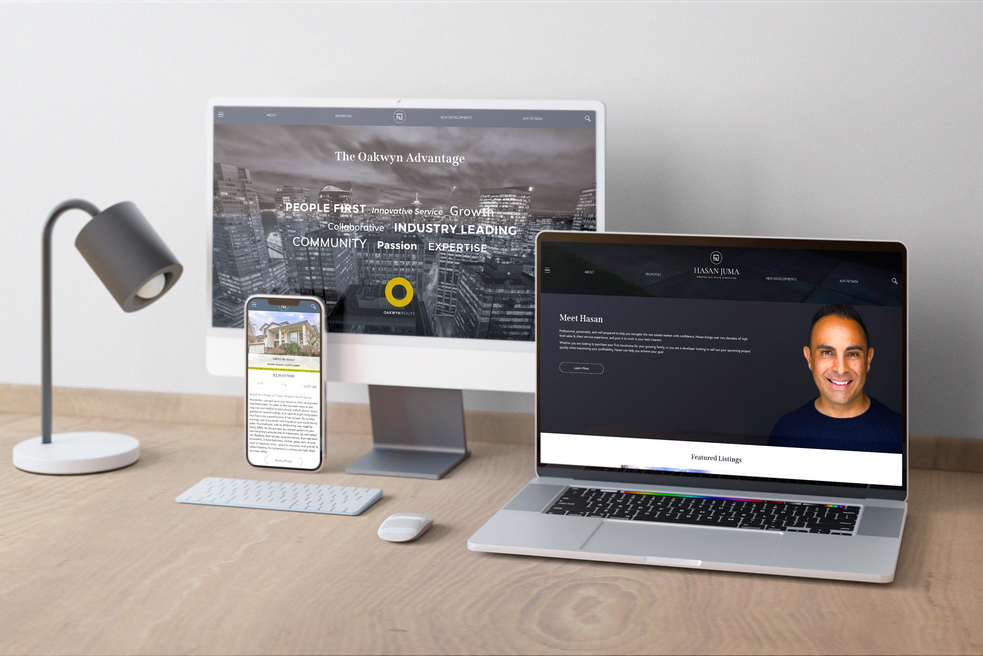 Mockup of Hasan Juma Realty's Website in 3 different screen sizes