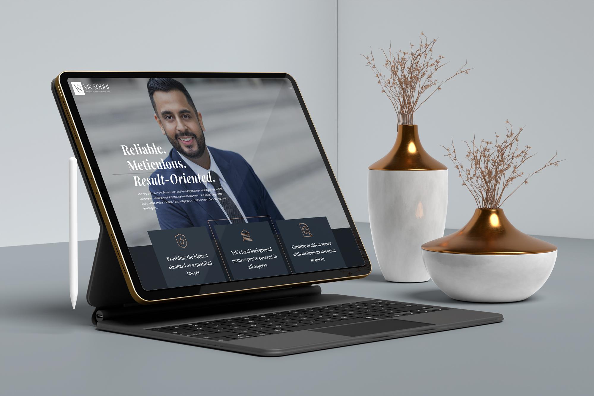 VikSodhi_WebsiteShowcase Mockup of Vik Sodhi's custom agent intro on an Ipad