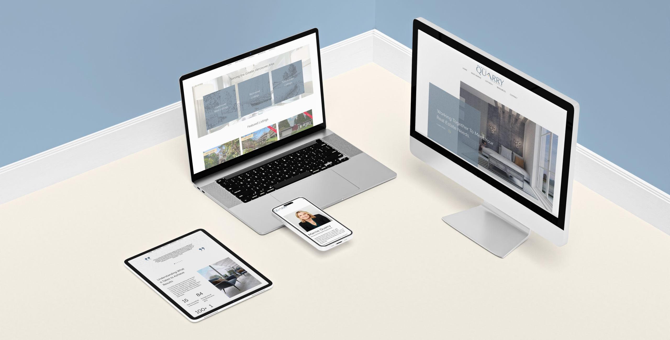 MarnieQuarry_Website Our mobile-first approach to real estate web design showcased in Marnie's semi-custom website