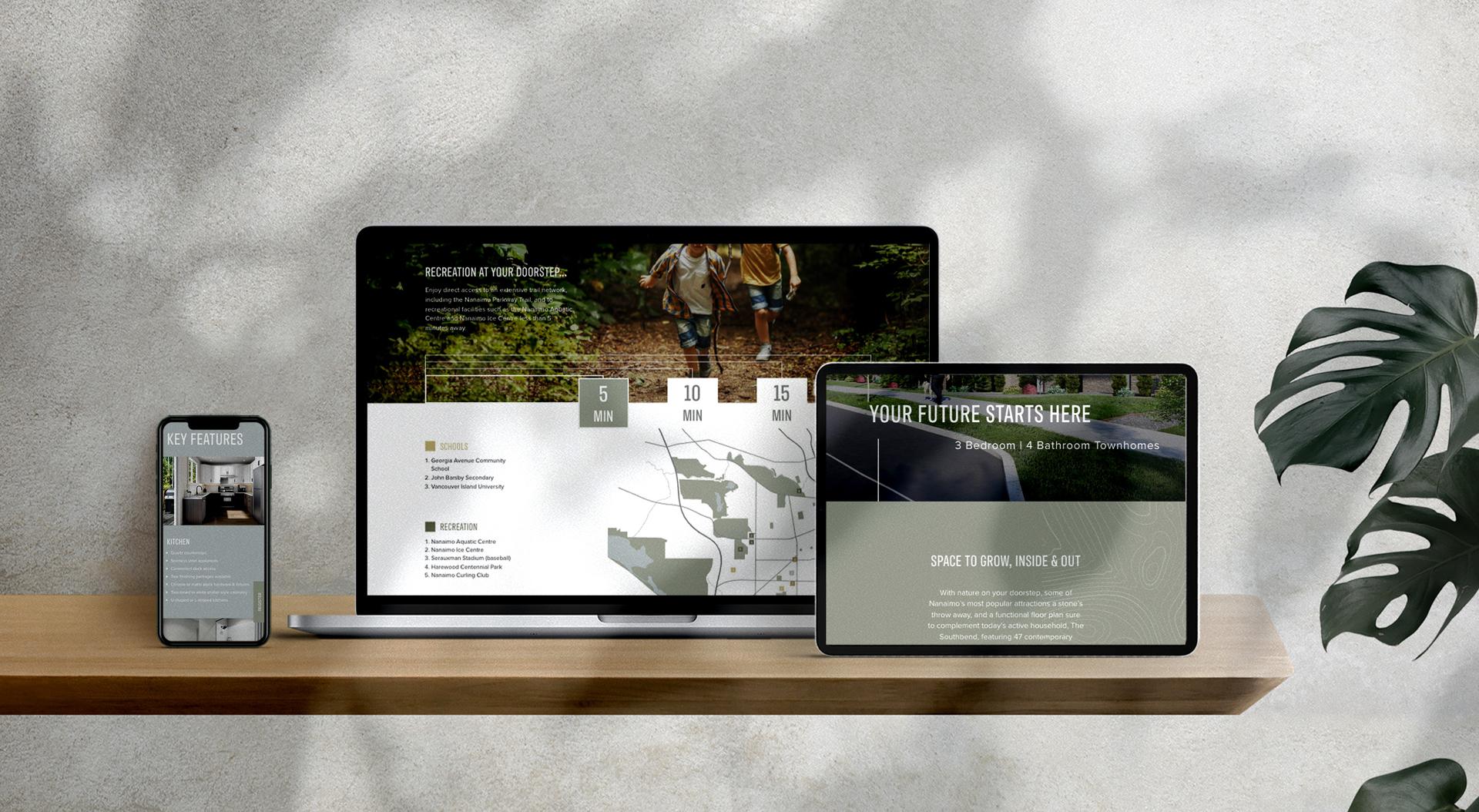 Mockup of The Southbend's homepage website design