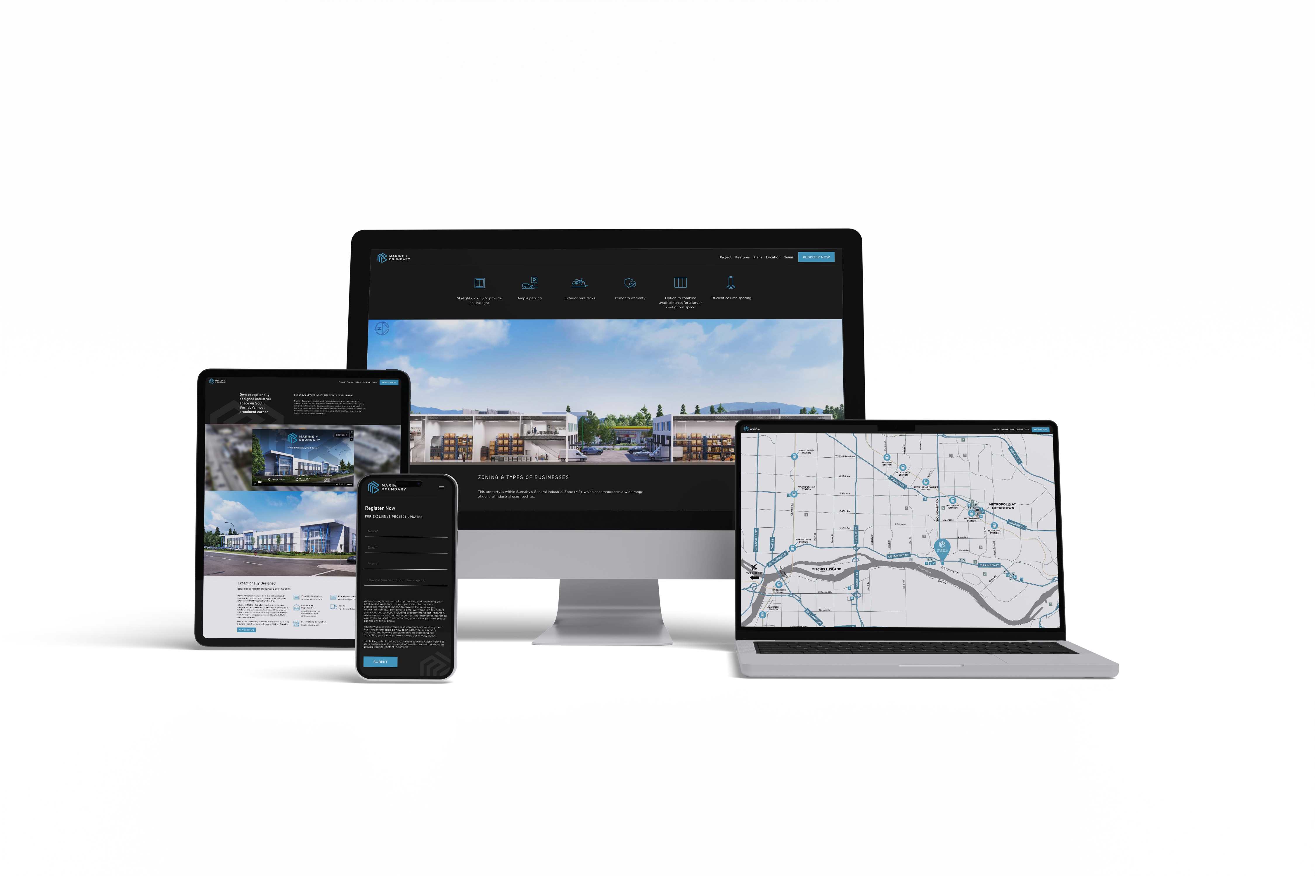 Marine & Boundary Marine + Boundary Website Mockups on multiple devices