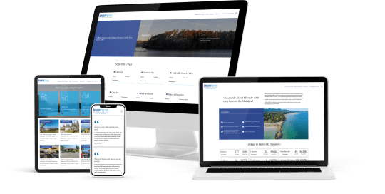 Desktop, laptop, tablet and mobile mockups of Vancouver Island Dream Homes' website