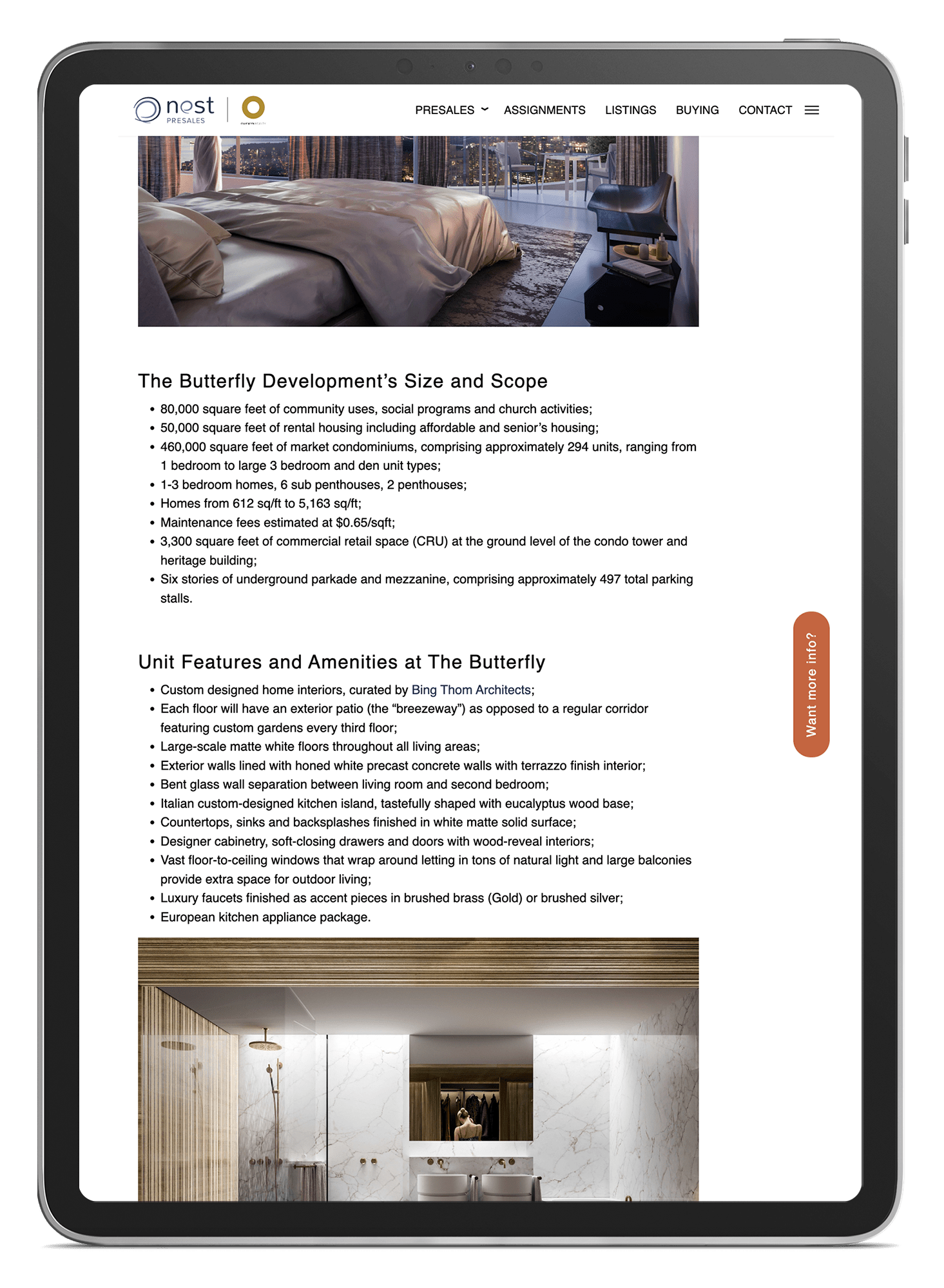 Nest Presales' Blog Post showing the use of bullet points to list features