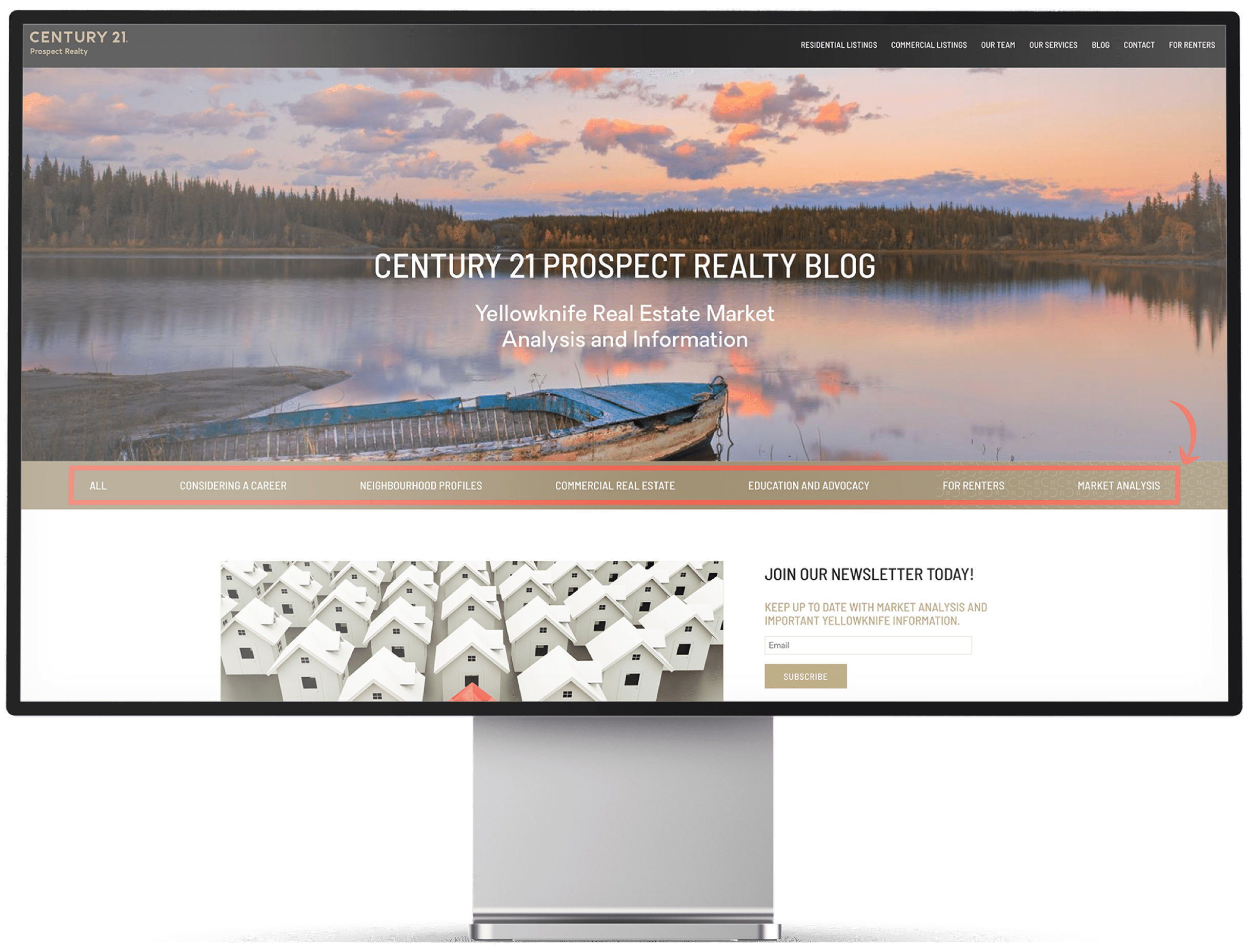 Century 21 Blog Page showing different categories related to Real Estate