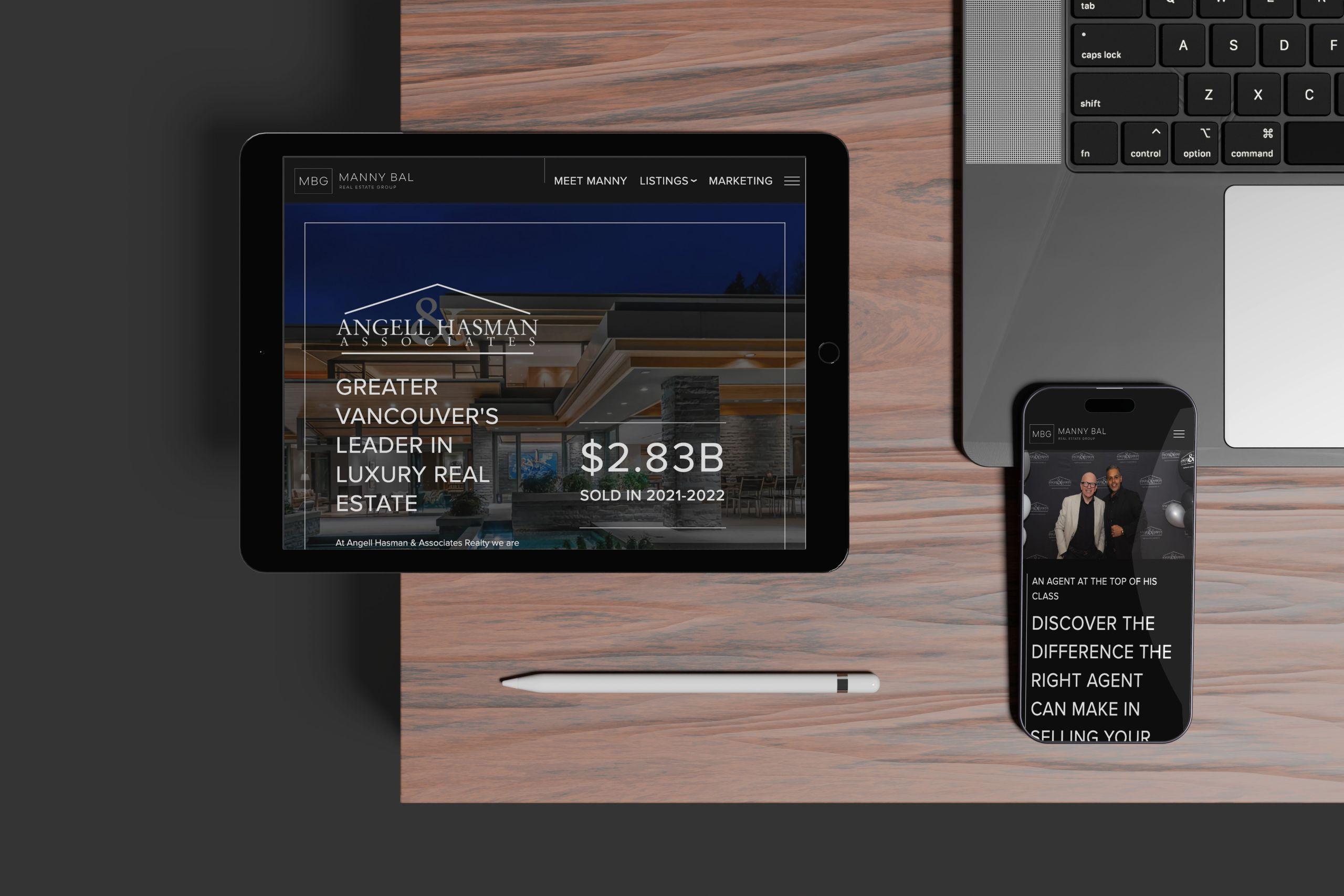 Manny Bal, Brixwork's client, website mock on an iPad and on mobile