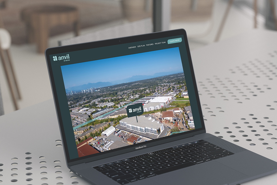 Immersive project location graphic with drone aerial shot in Surrey