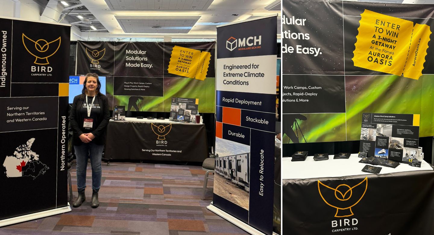 Bird Carpentry at AME Roundup Vancouver Tradeshow booth banner and display design for AME Roundup Vancouver