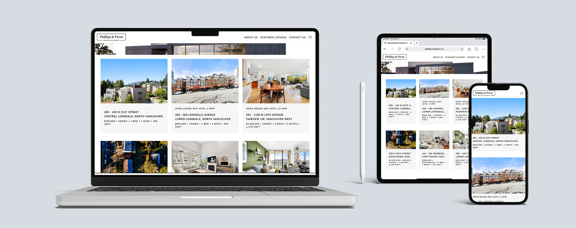 Real estate listings shown with crisp clarity across all devices with our mobile-first website framework