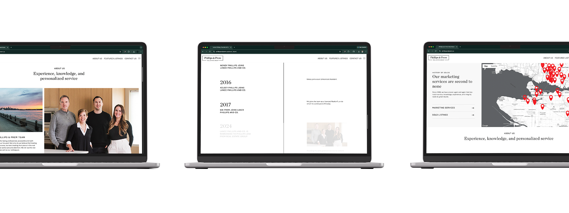 Storytelling website designed to show the family team history and achievements in Vancouver real estate